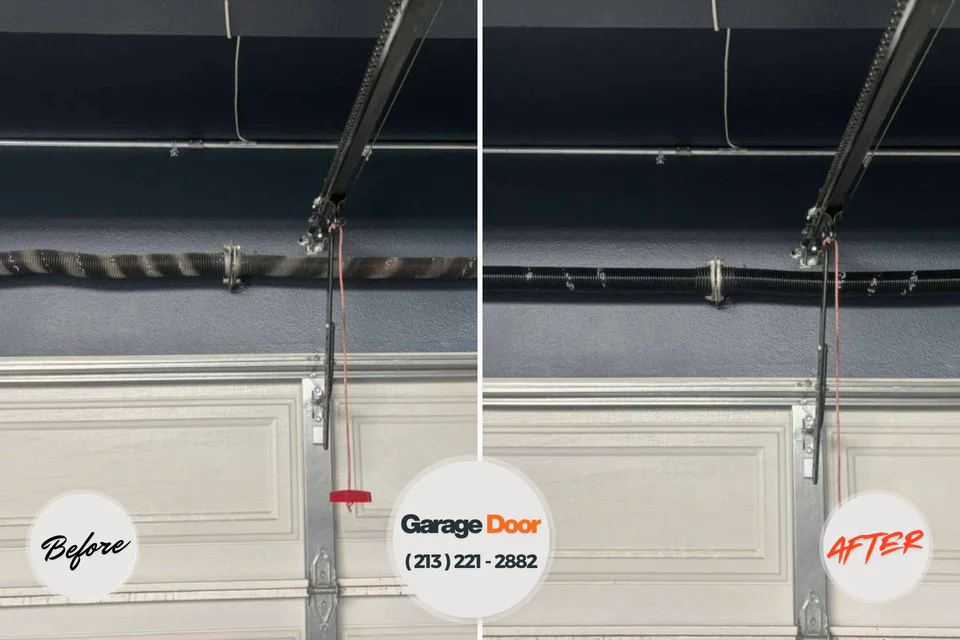 Before and after: garage door repair Westway, TX